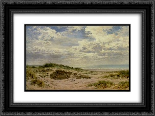 A Fine Morning on the Sussex Coast 24x18 Black Ornate Wood Framed Art Print Poster with Double Matting by Leader, Benjamin Williams