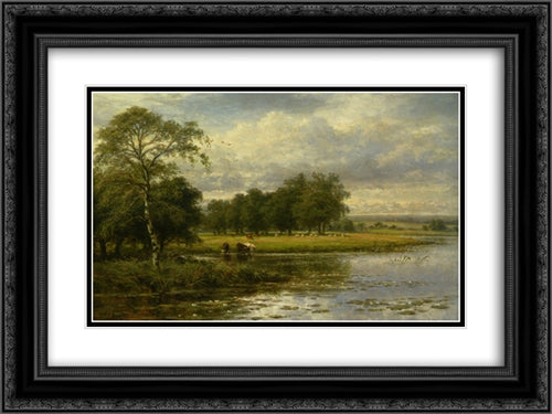 Summer Time on the Thames 24x18 Black Ornate Wood Framed Art Print Poster with Double Matting by Leader, Benjamin Williams