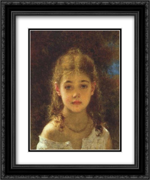 Mignon 20x24 Black Ornate Wood Framed Art Print Poster with Double Matting by Harlamoff, Alexei Alexeivich