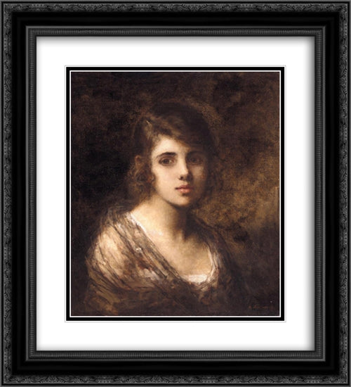 Young Brunette 20x22 Black Ornate Wood Framed Art Print Poster with Double Matting by Harlamoff, Alexei Alexeivich