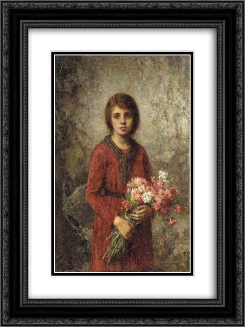 The Artist's Daughter 18x24 Black Ornate Wood Framed Art Print Poster with Double Matting by Harlamoff, Alexei Alexeivich