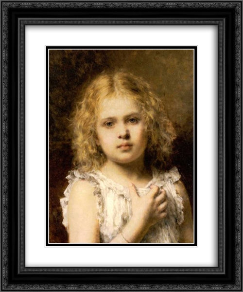 A Young Beauty 20x24 Black Ornate Wood Framed Art Print Poster with Double Matting by Harlamoff, Alexei Alexeivich