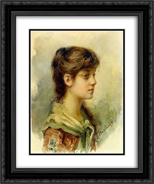 The Artist's Daughter 20x24 Black Ornate Wood Framed Art Print Poster with Double Matting by Harlamoff, Alexei Alexeivich