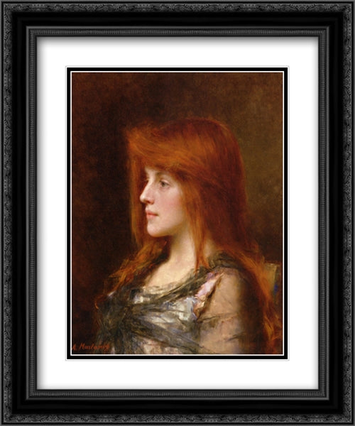 Portrait of a Young Beauty 20x24 Black Ornate Wood Framed Art Print Poster with Double Matting by Harlamoff, Alexei Alexeivich