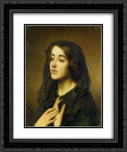 Modesty 20x24 Black Ornate Wood Framed Art Print Poster with Double Matting by Harlamoff, Alexei Alexeivich