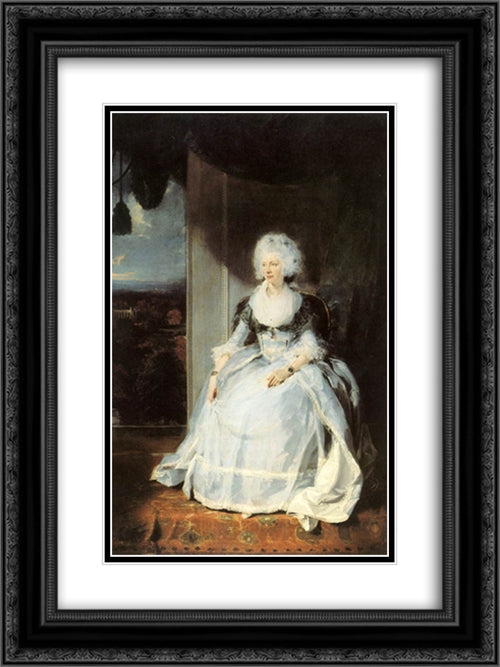 Queen Charlotte 18x24 Black Ornate Wood Framed Art Print Poster with Double Matting by Lawrence, Sir Thomas