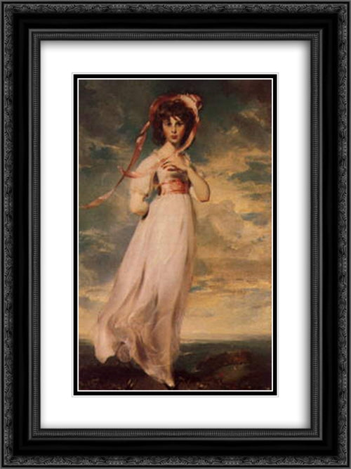 Pinkie (Sarah Barrett Moulton) 18x24 Black Ornate Wood Framed Art Print Poster with Double Matting by Lawrence, Sir Thomas