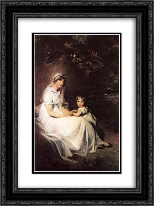 Lady Templeton and her Son 18x24 Black Ornate Wood Framed Art Print Poster with Double Matting by Lawrence, Sir Thomas