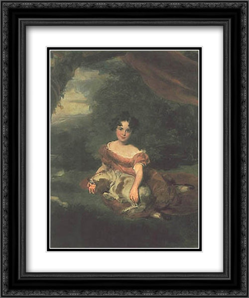 Portrait of Miss Peel 20x24 Black Ornate Wood Framed Art Print Poster with Double Matting by Lawrence, Sir Thomas