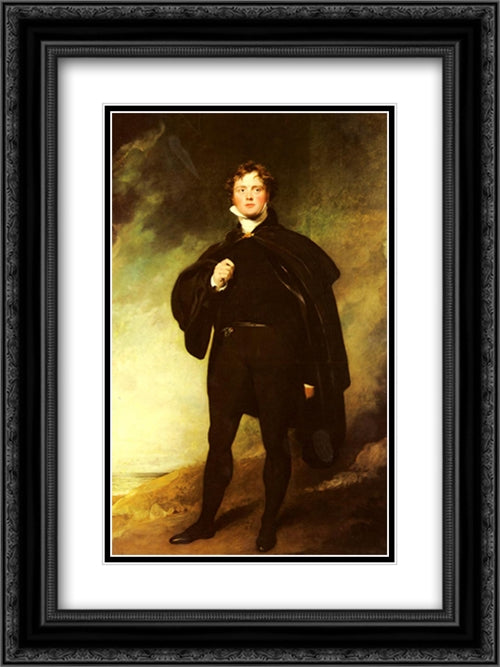 Portrait Of George Nugent Grenville, Lord Nugent 18x24 Black Ornate Wood Framed Art Print Poster with Double Matting by Lawrence, Sir Thomas