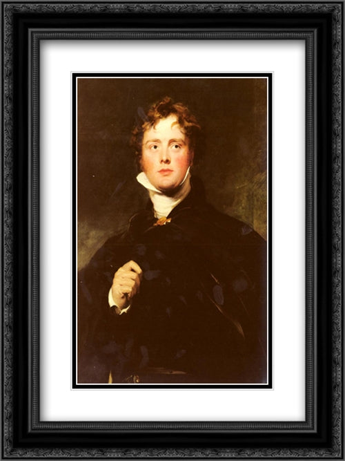 Portrait Of George Nugent Grenville, Lord Nugent (Detail) 18x24 Black Ornate Wood Framed Art Print Poster with Double Matting by Lawrence, Sir Thomas