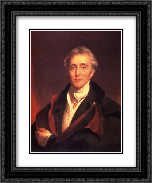 Portrait Of The Duke Of Wellington 20x24 Black Ornate Wood Framed Art Print Poster with Double Matting by Lawrence, Sir Thomas