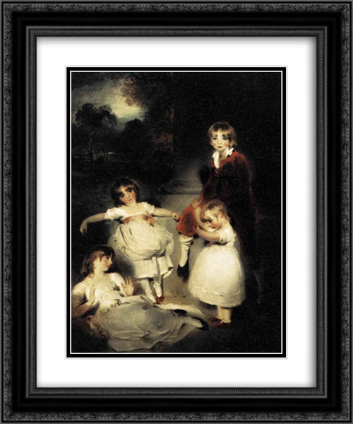 Portrait of the Children of John Angerstein 20x24 Black Ornate Wood Framed Art Print Poster with Double Matting by Lawrence, Sir Thomas