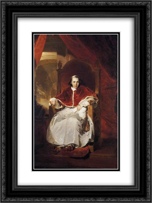 Pope Pius VII 18x24 Black Ornate Wood Framed Art Print Poster with Double Matting by Lawrence, Sir Thomas