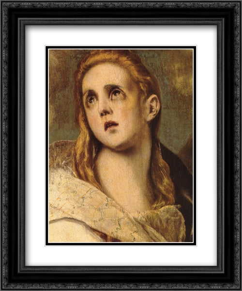 The Penitent Magdalene [detail] 20x24 Black Ornate Wood Framed Art Print Poster with Double Matting by El Greco