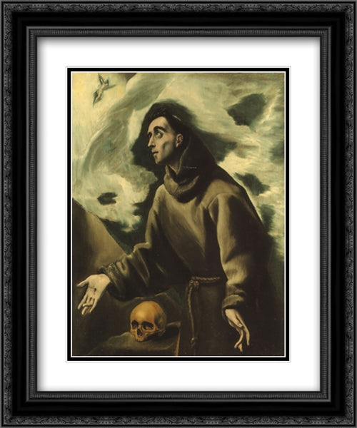 Saint Francis receiving the Stigmata 20x24 Black Ornate Wood Framed Art Print Poster with Double Matting by El Greco
