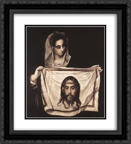 St Veronica with the Sudary 20x22 Black Ornate Wood Framed Art Print Poster with Double Matting by El Greco