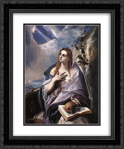 The Magdalene 20x24 Black Ornate Wood Framed Art Print Poster with Double Matting by El Greco