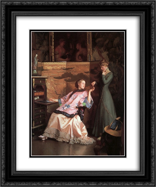 The New Necklace 20x24 Black Ornate Wood Framed Art Print Poster with Double Matting by Paxton, William McGregor