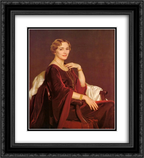 Portrait of Mrs. Charles Frederic Toppan 20x22 Black Ornate Wood Framed Art Print Poster with Double Matting by Paxton, William McGregor