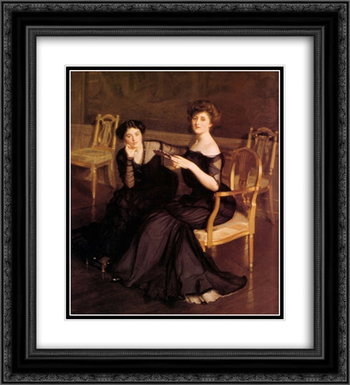 The Sisters 20x22 Black Ornate Wood Framed Art Print Poster with Double Matting by Paxton, William McGregor