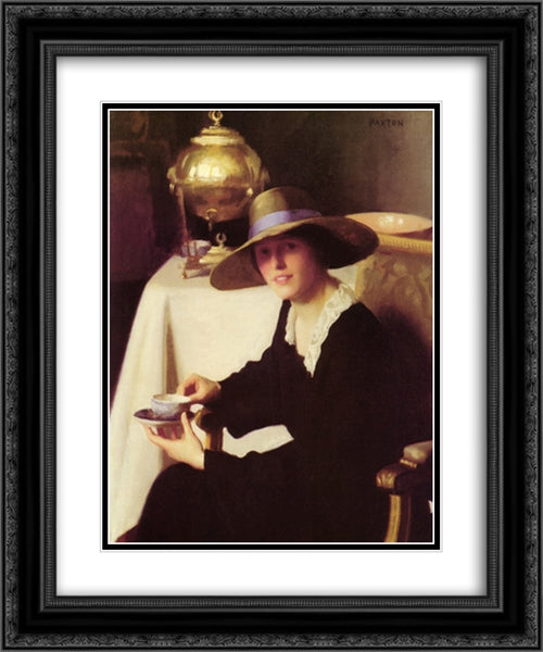 The Samovar 20x24 Black Ornate Wood Framed Art Print Poster with Double Matting by Paxton, William McGregor