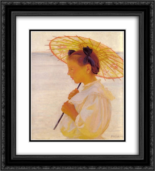 Child in the Sunlight 20x22 Black Ornate Wood Framed Art Print Poster with Double Matting by Paxton, William McGregor