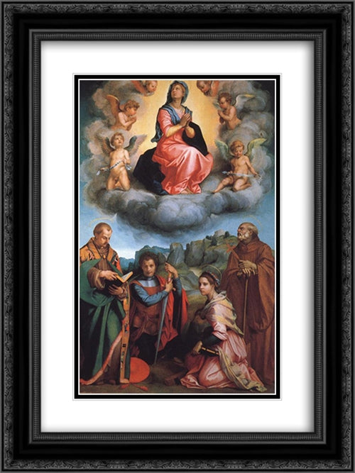 Virgin with Four Saints 18x24 Black Ornate Wood Framed Art Print Poster with Double Matting by Sarto, Andrea del