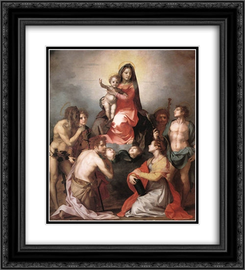 Madonna in Glory and Saints 20x22 Black Ornate Wood Framed Art Print Poster with Double Matting by Sarto, Andrea del