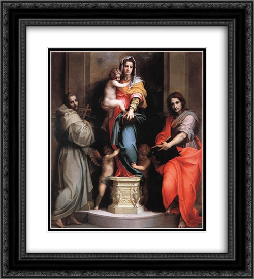 Madonna of the Harpies 20x22 Black Ornate Wood Framed Art Print Poster with Double Matting by Sarto, Andrea del