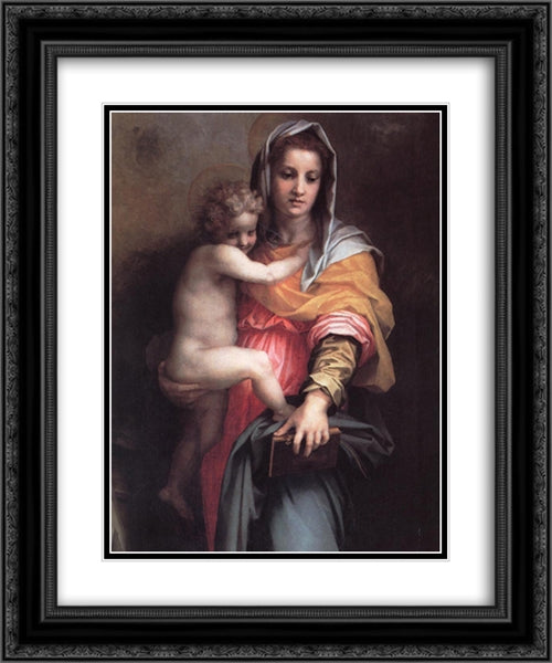 Madonna of the Harpies [detail] 20x24 Black Ornate Wood Framed Art Print Poster with Double Matting by Sarto, Andrea del