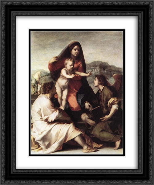 Madonna della Scala 20x24 Black Ornate Wood Framed Art Print Poster with Double Matting by Sarto, Andrea del