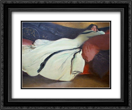 Repose 24x20 Black Ornate Wood Framed Art Print Poster with Double Matting by Alexander, John White