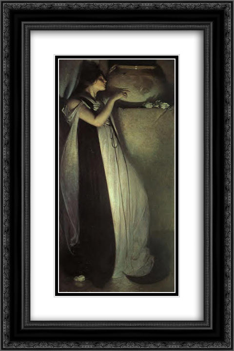 Isabella and the Pot of Basil 16x24 Black Ornate Wood Framed Art Print Poster with Double Matting by Alexander, John White