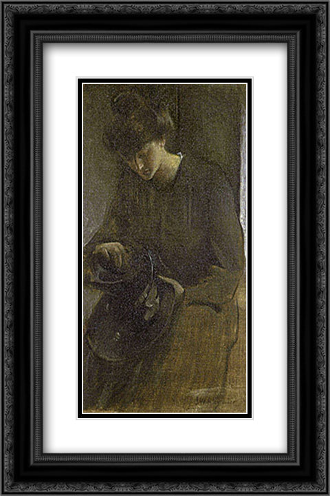 A Toiler 16x24 Black Ornate Wood Framed Art Print Poster with Double Matting by Alexander, John White