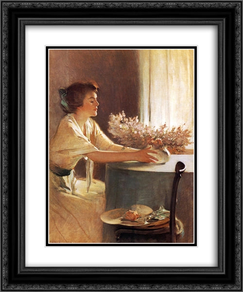 A Meadow Flower 20x24 Black Ornate Wood Framed Art Print Poster with Double Matting by Alexander, John White
