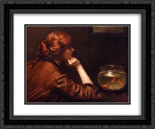 An Idle Moment 24x20 Black Ornate Wood Framed Art Print Poster with Double Matting by Alexander, John White