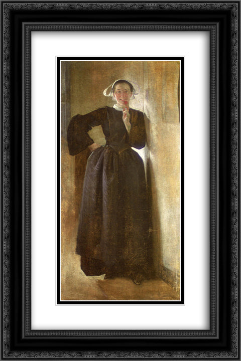 Josephine, the Breton Maid 16x24 Black Ornate Wood Framed Art Print Poster with Double Matting by Alexander, John White