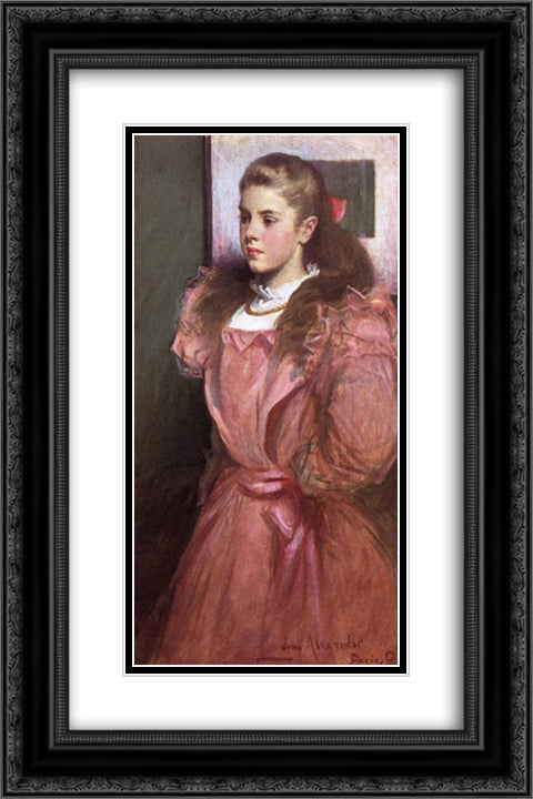 Young Girl in Rose 16x24 Black Ornate Wood Framed Art Print Poster with Double Matting by Alexander, John White