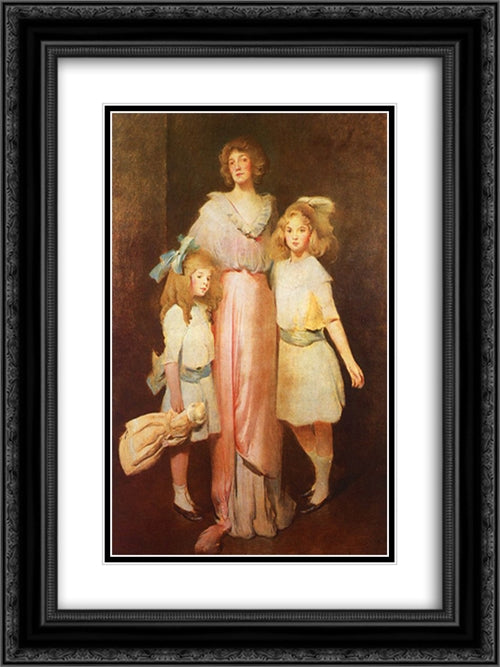 Mrs. Daniels with Two Children 18x24 Black Ornate Wood Framed Art Print Poster with Double Matting by Alexander, John White