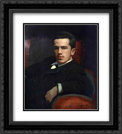 Portrait of Anatoly Kramskoy, the Artist's Son 20x22 Black Ornate Wood Framed Art Print Poster with Double Matting by Kramskoi, Ivan Nikolaevich