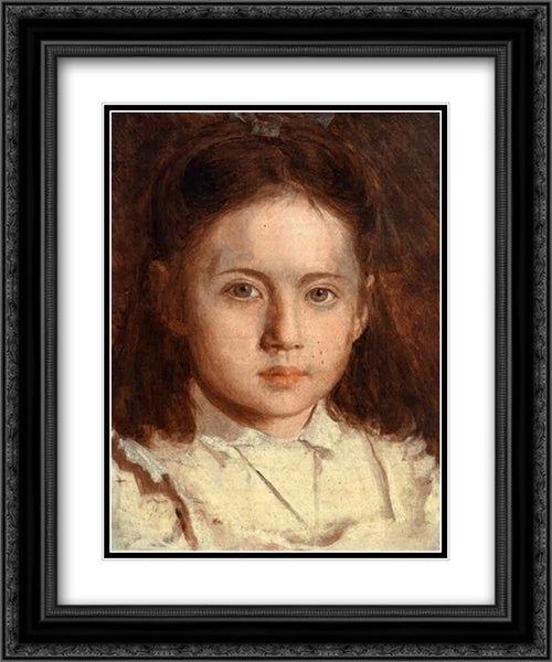 Portrait of Sonya Kramskaya, the Artist's Daughter 20x24 Black Ornate Wood Framed Art Print Poster with Double Matting by Kramskoi, Ivan Nikolaevich