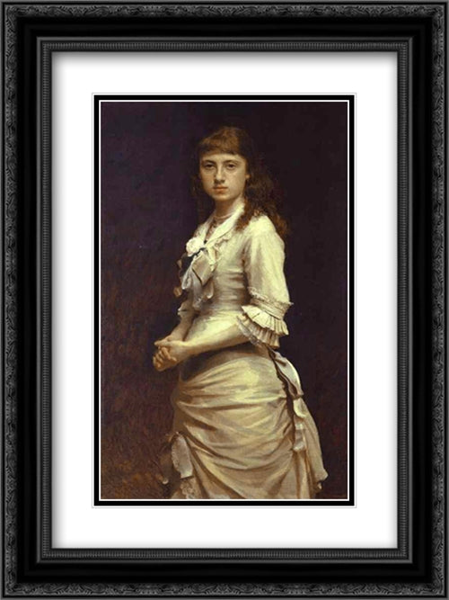 Portrait of Sophia Kramskaya, the Artist's Daughter 18x24 Black Ornate Wood Framed Art Print Poster with Double Matting by Kramskoi, Ivan Nikolaevich