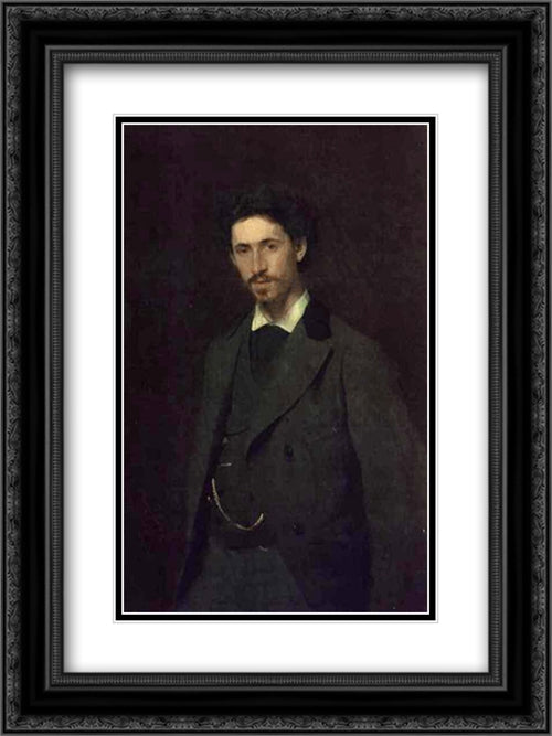 Portrait of the Artist Ilya Repin 18x24 Black Ornate Wood Framed Art Print Poster with Double Matting by Kramskoi, Ivan Nikolaevich