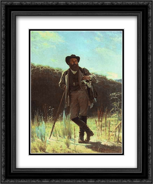 Portrait of the Artist Ivan Shishkin 20x24 Black Ornate Wood Framed Art Print Poster with Double Matting by Kramskoi, Ivan Nikolaevich