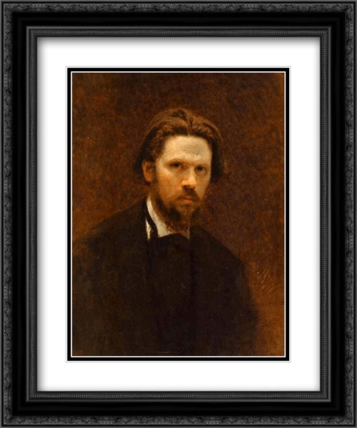 Self'Portrait 20x24 Black Ornate Wood Framed Art Print Poster with Double Matting by Kramskoi, Ivan Nikolaevich