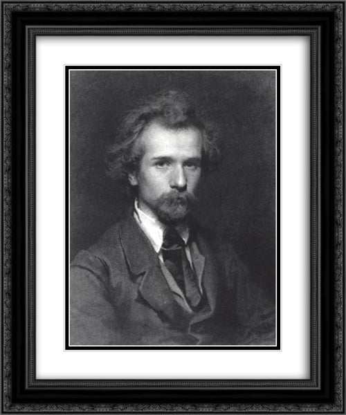 Portrait of the artist Paval Shestakova 20x24 Black Ornate Wood Framed Art Print Poster with Double Matting by Kramskoi, Ivan Nikolaevich