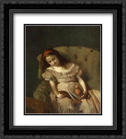 Books Got Her 20x22 Black Ornate Wood Framed Art Print Poster with Double Matting by Kramskoi, Ivan Nikolaevich