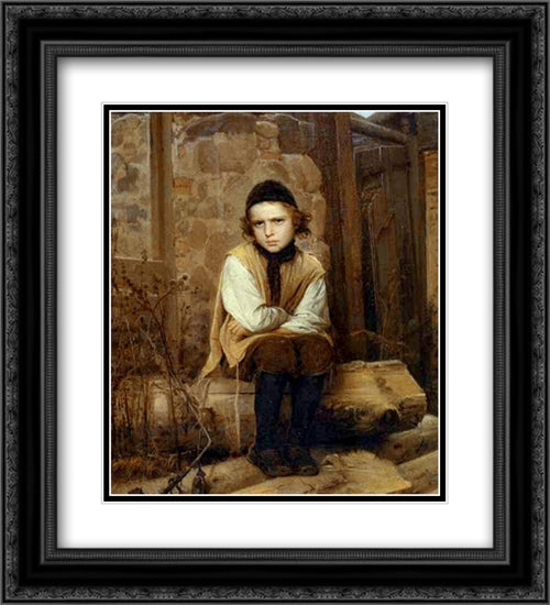 Insulted Jewish Boy 20x22 Black Ornate Wood Framed Art Print Poster with Double Matting by Kramskoi, Ivan Nikolaevich