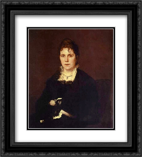 Portrait of Sophia Kramskaya, the Artist's Wife 20x22 Black Ornate Wood Framed Art Print Poster with Double Matting by Kramskoi, Ivan Nikolaevich